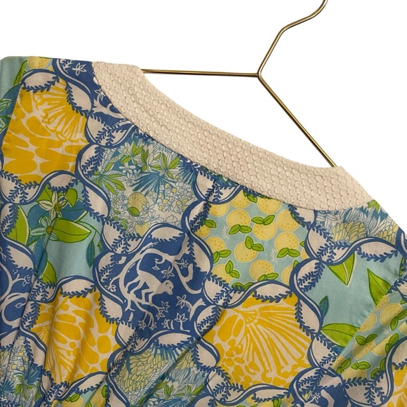 Lilly Pulitzer Andover Cotton Pocket Dress Blue Yellow Monkey Lemon Size 10 - Picture 5 of 7